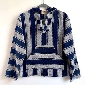 Mexican Hoddie Blue and White Earth Ragz Size Medium